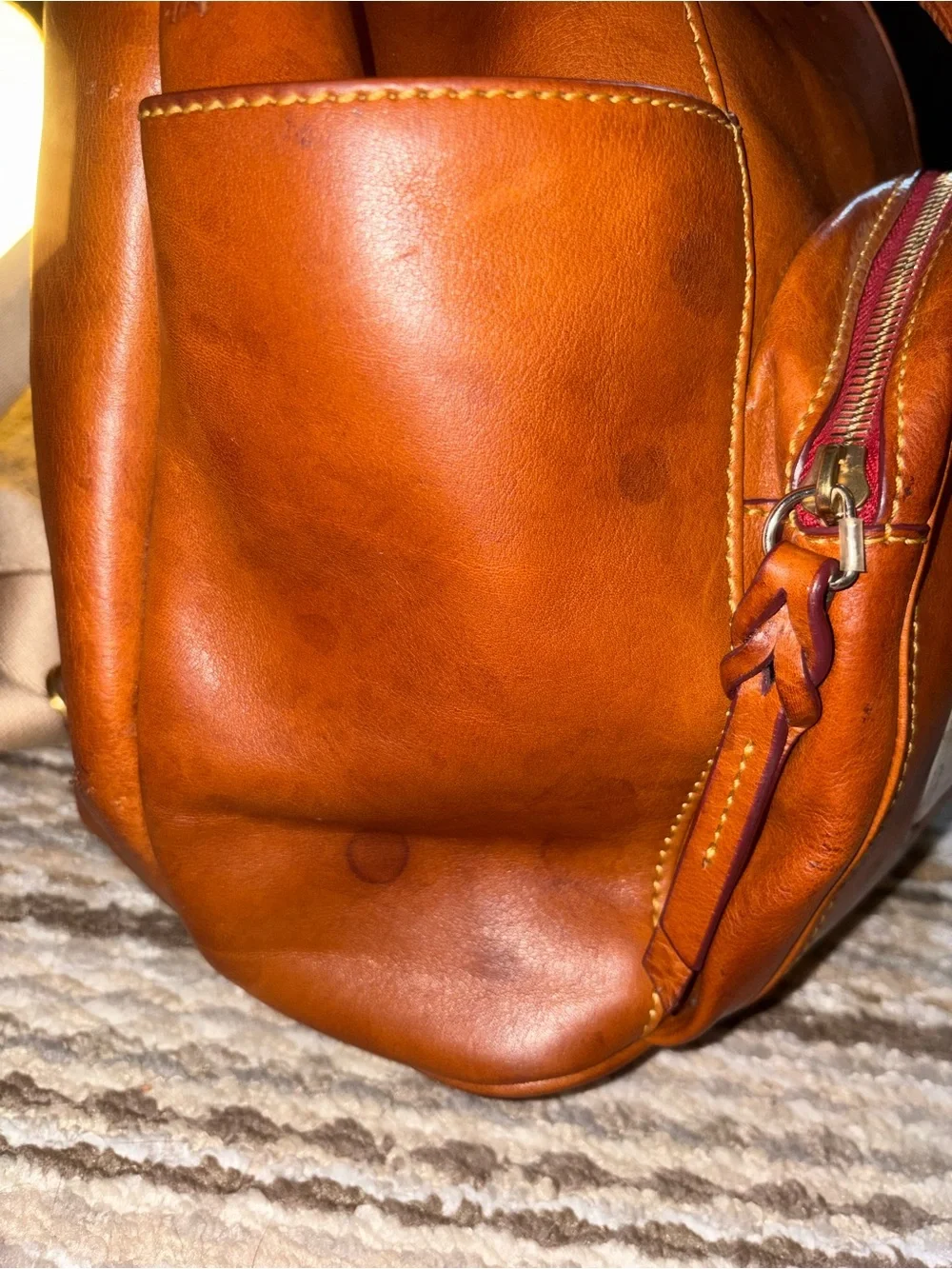 Dooney & Bourke Florentine DB75 Large Murphy Backpack Natural Duck Leather READ